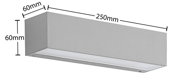 Kinkiet zewnętrzny LED Lengo Lucande, aluminiowy / szary / cynkowy, aluminium, nowoczesny