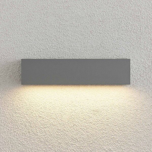 Kinkiet zewnętrzny LED Lengo Lucande, aluminiowy / szary / cynkowy, aluminium, nowoczesny