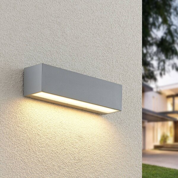 Kinkiet zewnętrzny LED Lengo Lucande, aluminiowy / szary / cynkowy, aluminium, nowoczesny