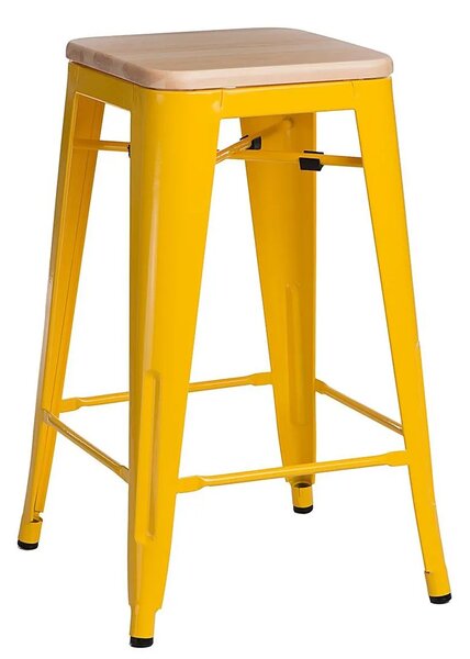 Metalowy wysoki hoker żółty sosna - Z1-F78