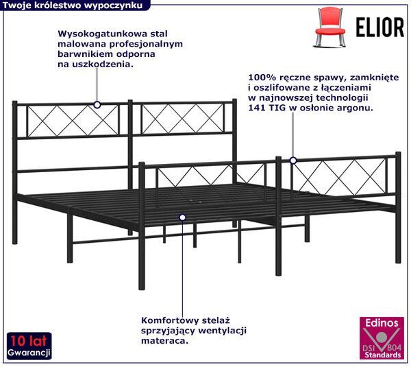 Czarne metalowe łóżko industrialne 120x200cm - Espux