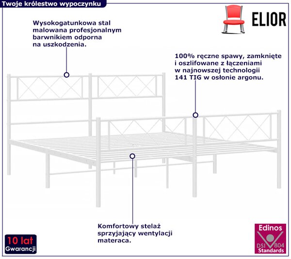 Białe industrialne metalowe łóżko 120x200 cm R5-R50
