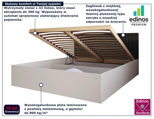 Kaszmirowe łóżko z czarnym zagłówkiem 120x200 T2-H46