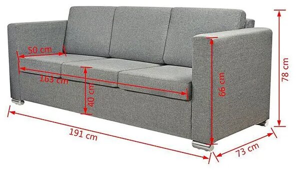 Trzyosobowa jasnoszara sofa loftowa K4-H22