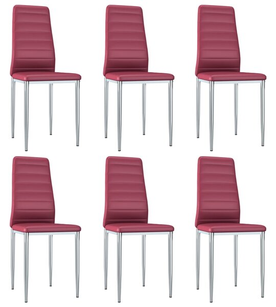 Krzesła stołowe, 6 szt., czerwone, sztuczna skóra
