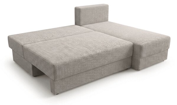 Rozkładana narożna sofa TAVERO SLIM 201x140 cm, jasnobeżowa, uniwersalna