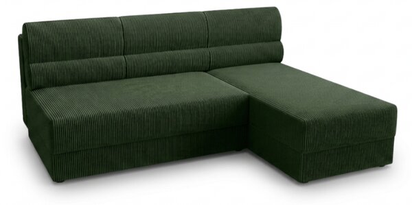 Rozkładana narożna sofa TAVERO SLIM 201x140 cm, ciemnozielona, uniwersalna