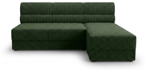 Rozkładana narożna sofa TAVERO SLIM 201x140 cm, ciemnozielona, uniwersalna