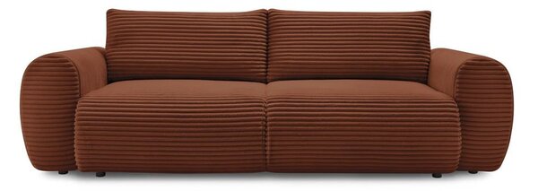 Ceglasta sztruksowa rozkładana sofa 257 cm Lucien – Bobochic Paris