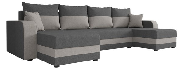 Rozkładana sofa narożna w kształcie U VALERIO 305x140 cm, ciemnoszara/jasnoszara