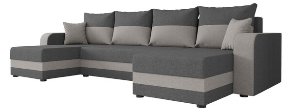 Rozkładana sofa narożna w kształcie U VALERIO 305x140 cm, ciemnoszara/jasnoszara