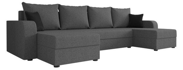 Rozkładana sofa narożna w kształcie U VALERIO 305x140 cm, ciemnoszara