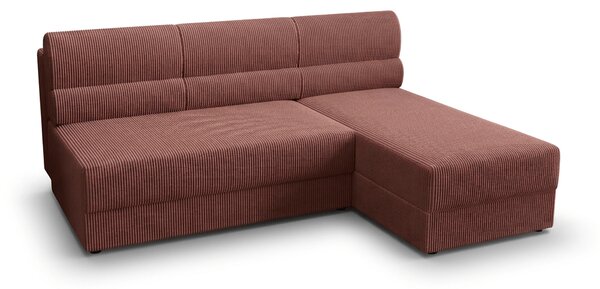 Rozkładana narożna sofa TAVERO SLIM 201x140 cm, ciemnoróżowa, uniwersalna