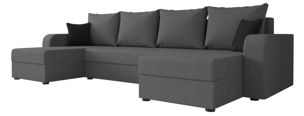 Rozkładana sofa narożna w kształcie U VALERIO 305x140 cm, ciemnoszara