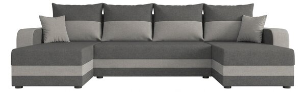 Rozkładana sofa narożna w kształcie U VALERIO 305x140 cm, ciemnoszara/jasnoszara
