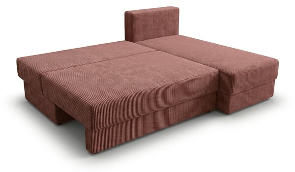 Rozkładana narożna sofa TAVERO SLIM 201x140 cm, ciemnoróżowa, uniwersalna