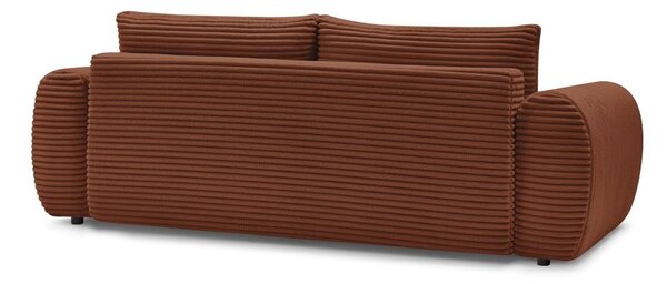 Ceglasta sztruksowa rozkładana sofa 257 cm Lucien – Bobochic Paris
