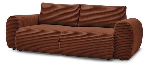 Ceglasta sztruksowa rozkładana sofa 257 cm Lucien – Bobochic Paris
