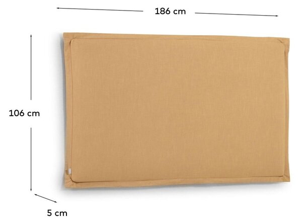 Musztardowy tapicerowany zagłówek 186x106 cm Tanit – Kave Home