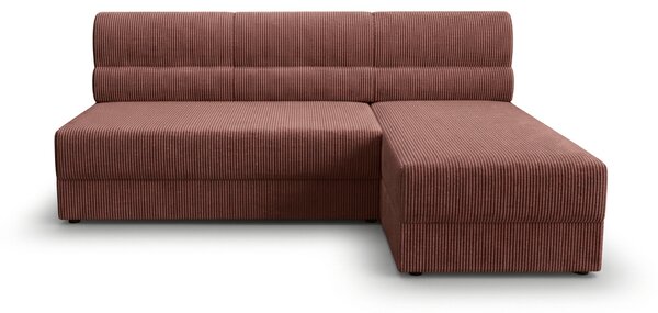Rozkładana narożna sofa TAVERO SLIM 201x140 cm, ciemnoróżowa, uniwersalna