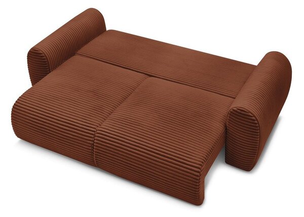 Ceglasta sztruksowa rozkładana sofa 257 cm Lucien – Bobochic Paris