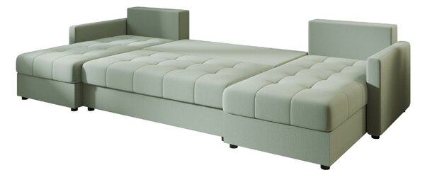 Rozkładana sofa narożna w kształcie U VENORIA 285x146 cm, jasnozielona + 2 poduszki GRATIS