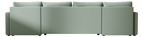 Rozkładana sofa narożna w kształcie U VENORIA 285x146 cm, jasnozielona + 2 poduszki GRATIS