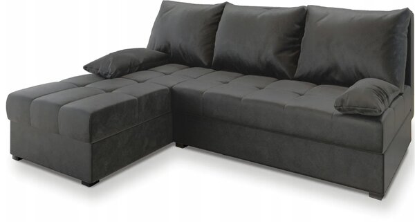 PROMOCJA Ciemnoszara rozkładana narożna sofa ZENA, dwustronna II. jakość