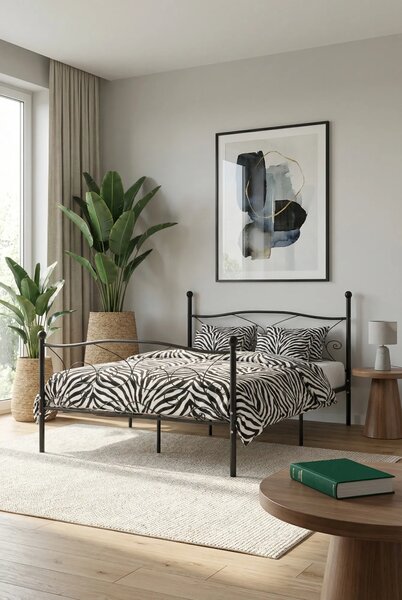 Czarne metalowe łóżko małżeńskie 180x200 cm W5-Z46