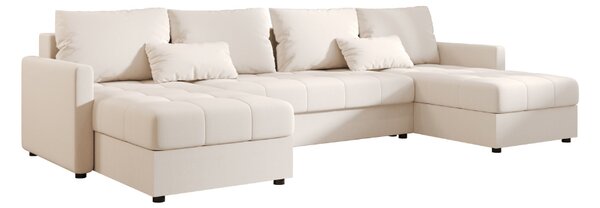 Rozkładana sofa narożna w kształcie U VENORIA 285x146 cm, kremowa + 2 poduszki GRATIS