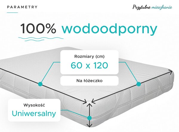 Nieprzepuszczalny ochraniacz na materac FROTTE na łóżeczko 60 x 120 cm