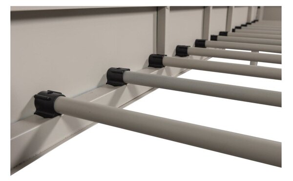 Beżowe metalowe łóżko jednoosobowe ze stelażem 90x200 cm Mata – WOOOD