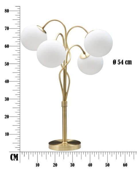Lampa stołowa w biało-złotym kolorze ze szklanym kloszem (wysokość 74 cm) Glamy – Mauro Ferretti
