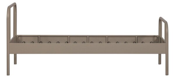 Beżowe metalowe łóżko jednoosobowe ze stelażem 90x200 cm Mata – WOOOD