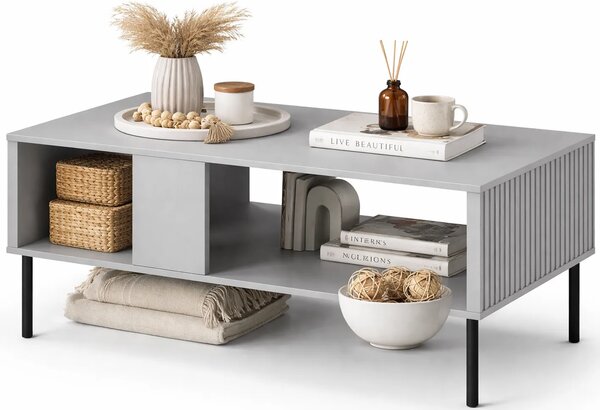 Szara ława z półką i lamelami G7-H51