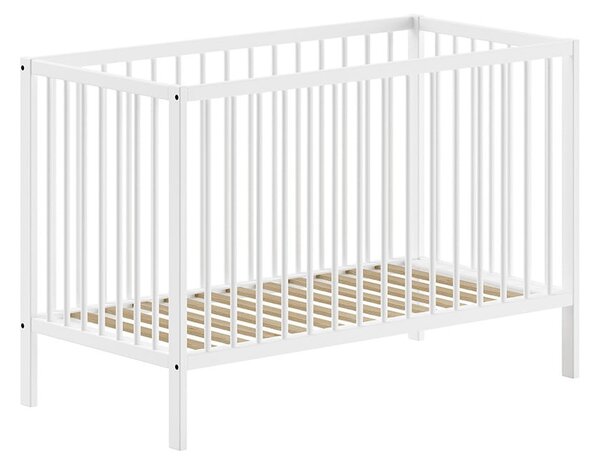 Białe łóżeczko z litego drewna sosnowego 60x120 cm DINO – Vipack