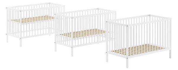 Białe łóżeczko z litego drewna sosnowego 60x120 cm DINO – Vipack