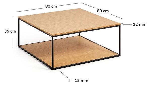 Stolik z blatem w dekorze dębu 80x80 cm Yona − Kave Home