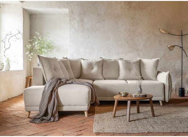 Beżowy sztruksowy rozkładany narożnik (lewostronny) Lazy Lukka – Miuform