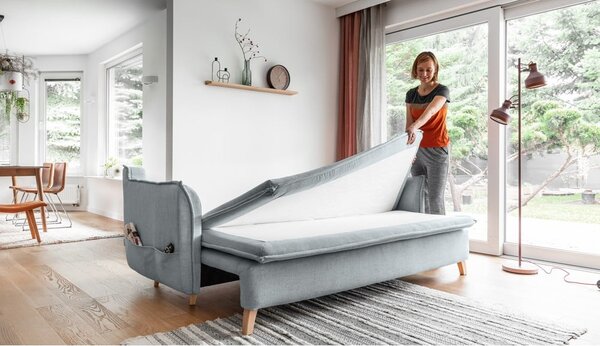 Jasnoszara rozkładana sofa 225 cm Charming Charlie – Miuform
