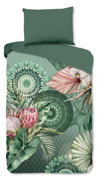 Zielona flanelowa pościel jednoosobowa 140x200 cm – HIP