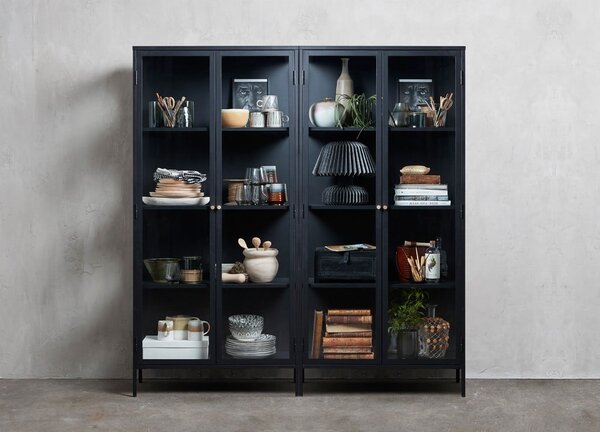 Czarna metalowa witryna 90x190 cm Carmel – Unique Furniture