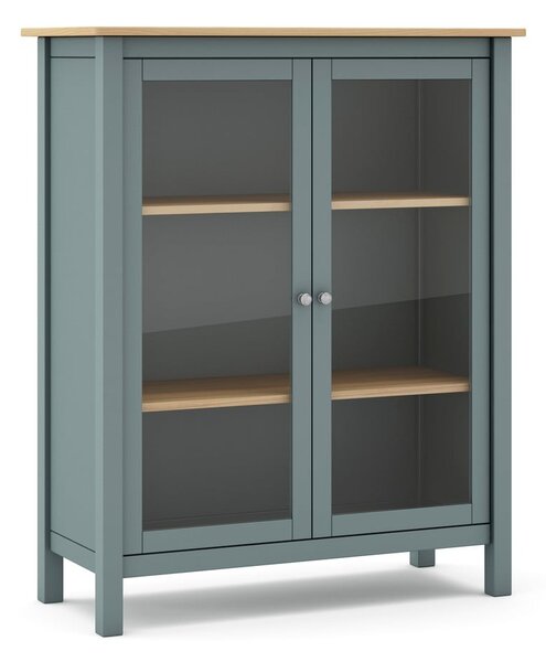 Szarozielona witryna z litego drewna sosnowego 90x110x40 cm Misti – Marckeric