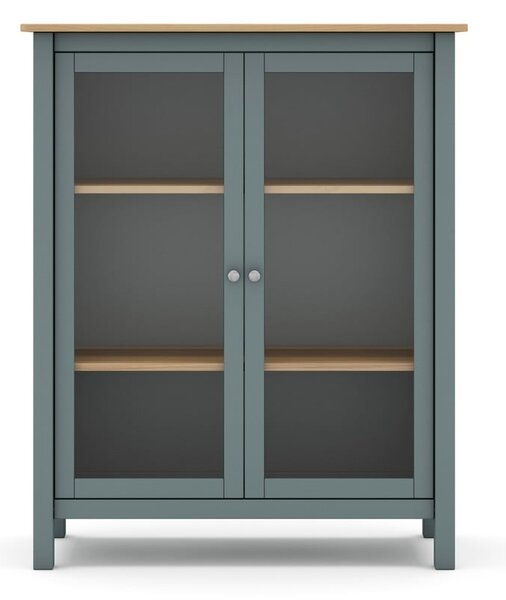 Szarozielona witryna z litego drewna sosnowego 90x110x40 cm Misti – Marckeric