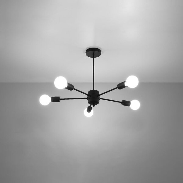 Czarna lampa sufitowa 66x66 cm Benedett – Sollux