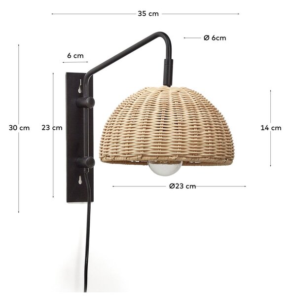 Czarno-naturalny kinkiet ø 23 cm Damila – Kave Home