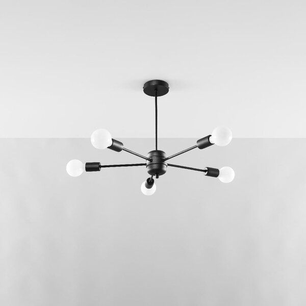 Czarna lampa sufitowa 66x66 cm Benedett – Sollux