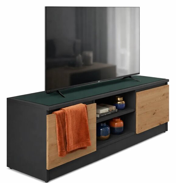 Industrialna Szafka Rtv Antracyt + Dąb Artisan M0-H25