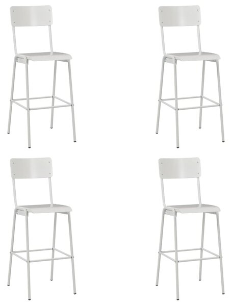 Krzesła barowe, 4 szt., białe, sklejka i stal