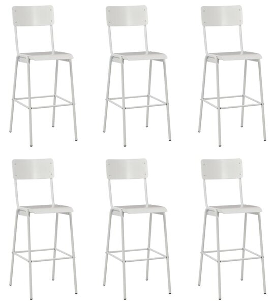 Krzesła barowe, 6 szt., białe, sklejka i stal